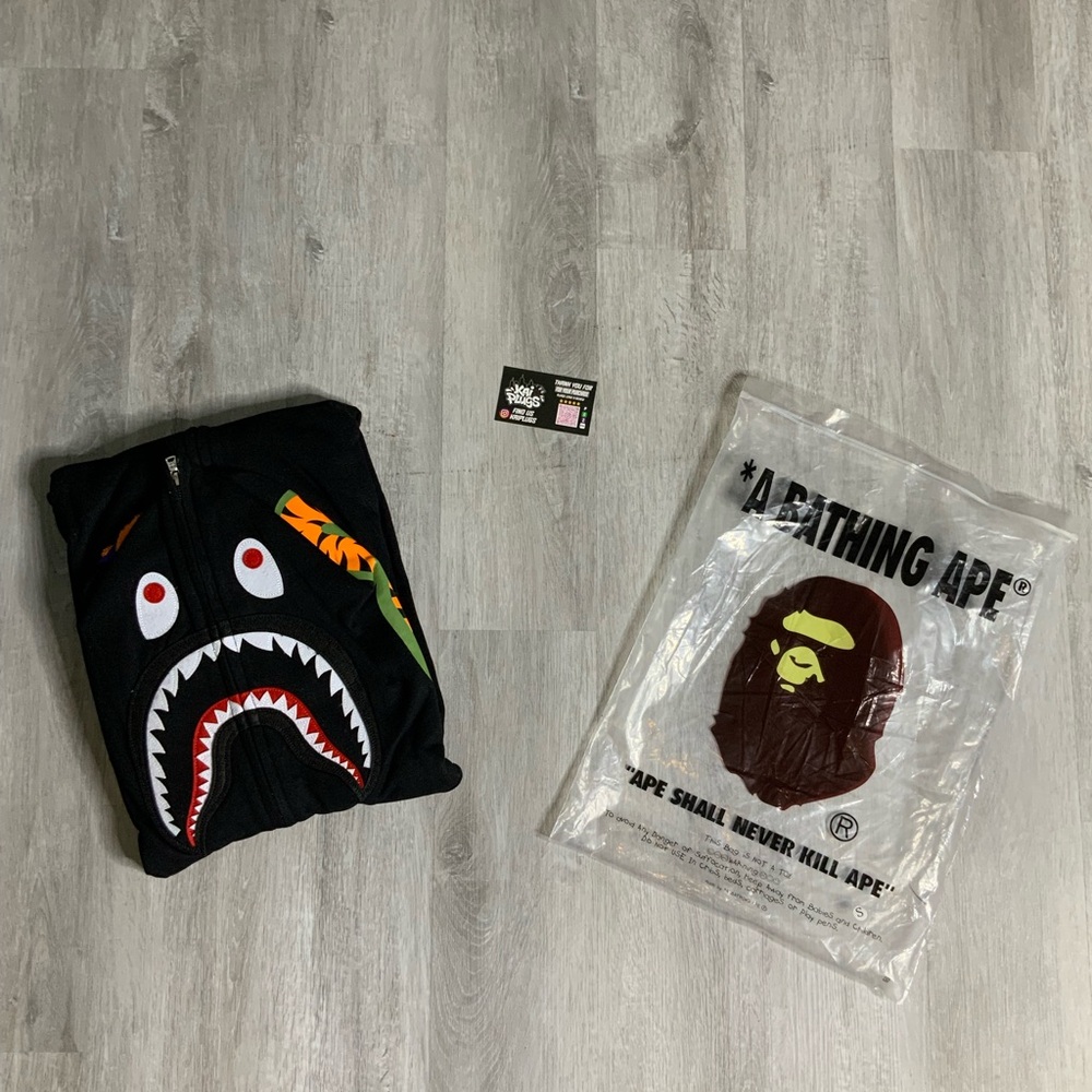 A Bathing Ape Black Shark Face Zip Hoodie